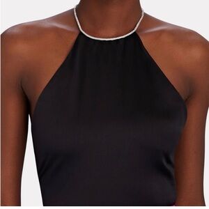 Intermix Black Halter Top with rhinestone straps